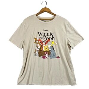 Disney Winnie the Pooh Graphic T-Shirt Mens Large Beige Tigger Piglet Eeyore Tee